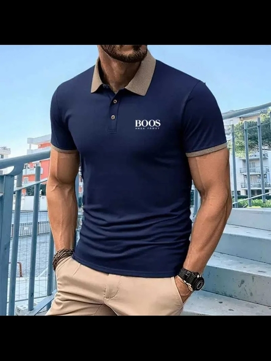 no brand Other - BOOS Navy Polo with Tan Collar